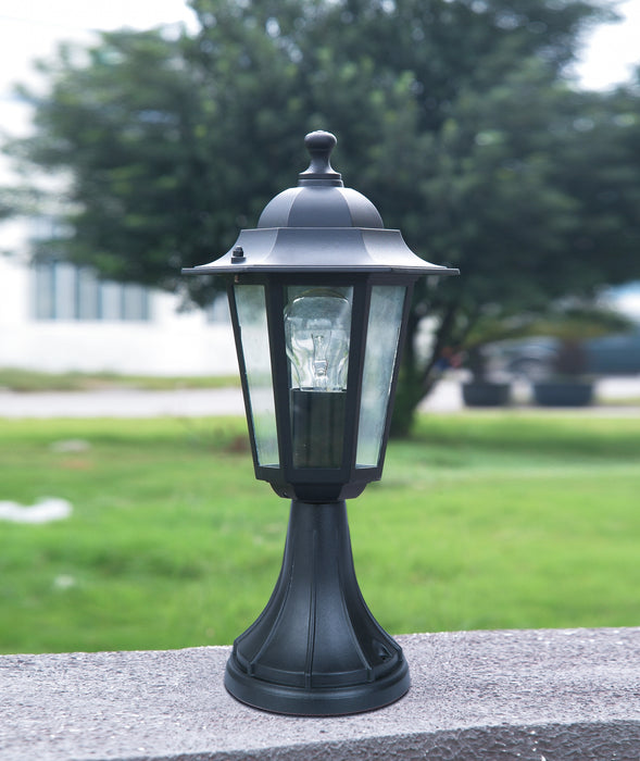 Lutec 7112402012 CORNICHE IP44 E27 Pedestal Wall Lantern Light - Black (Lamp Not Included)