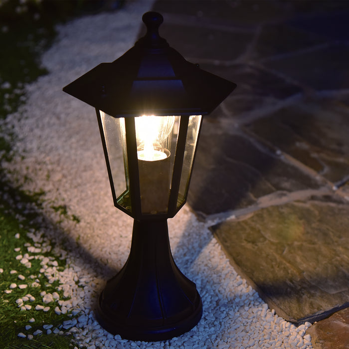 Lutec 7112402012 CORNICHE IP44 E27 Pedestal Wall Lantern Light - Black (Lamp Not Included)