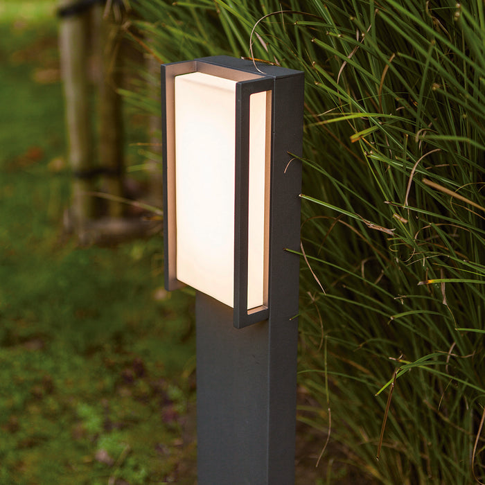 Lutec 7193001118 QUBO 15W IP54 LED Outdoor Bollard Light 3000K - Dark Grey