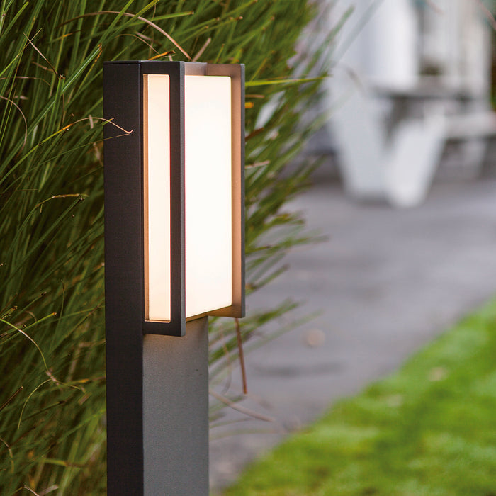 Lutec 7193001118 QUBO 15W IP54 LED Outdoor Bollard Light 3000K - Dark Grey