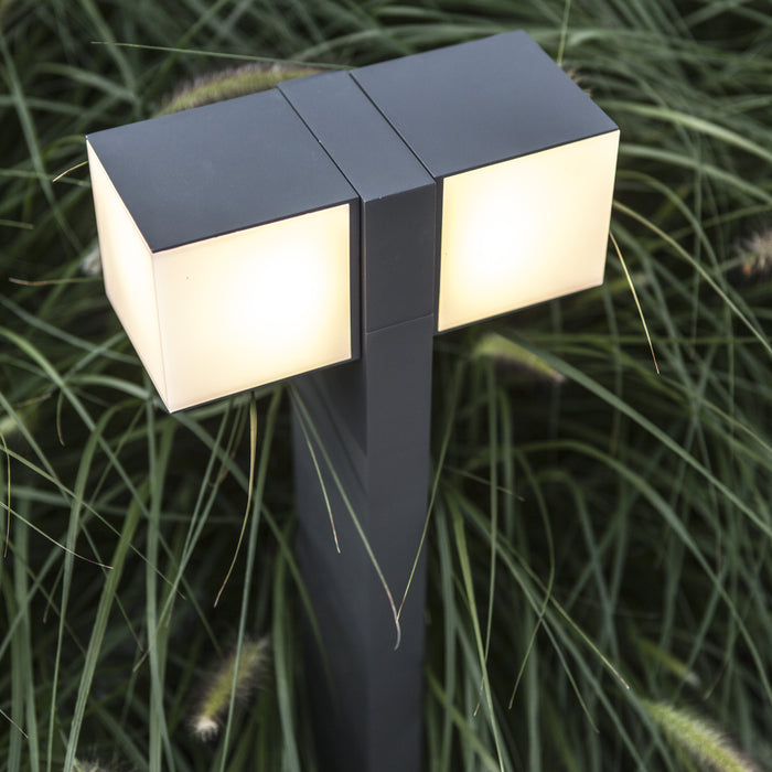 Lutec 7193801118 CUBA 19W IP54 LED Outdoor Bollard Light c/w Adjustable Heads 3000K - Dark Grey