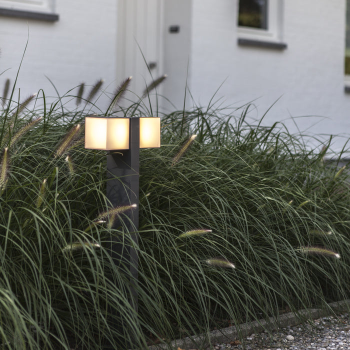 Lutec 7193801118 CUBA 19W IP54 LED Outdoor Bollard Light c/w Adjustable Heads 3000K - Dark Grey