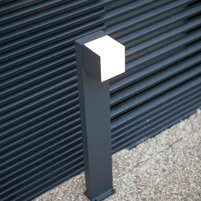Lutec 7193802118 CUBA 12.2W IP54 LED Outdoor Bollard Light c/w Adjustable Heads 3000K - Dark Grey