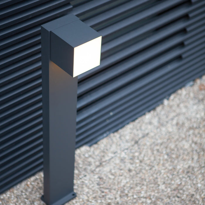 Lutec 7193802118 CUBA 12.2W IP54 LED Outdoor Bollard Light c/w Adjustable Heads 3000K - Dark Grey
