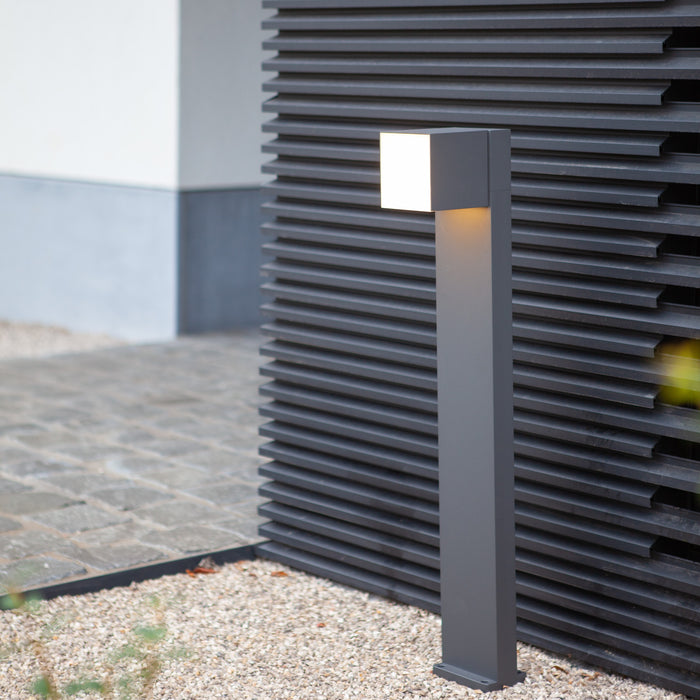 Lutec 7193802118 CUBA 12.2W IP54 LED Outdoor Bollard Light c/w Adjustable Heads 3000K - Dark Grey