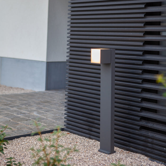 Lutec 7193802118 CUBA 12.2W IP54 LED Outdoor Bollard Light c/w Adjustable Heads 3000K - Dark Grey