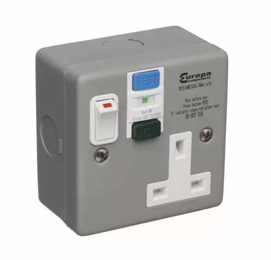 Europa RCD13AMC1GSA Metal Clad 13A Single Socket Switched Type A RCD ...