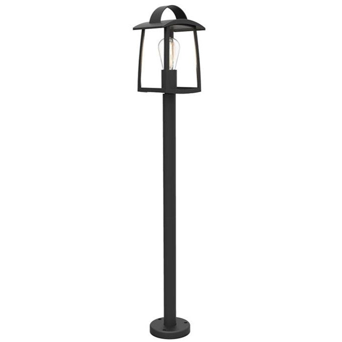 Lutec 7273605012 KELSEY IP44 E27 Outdoor Post Light with Clear Glass - Matt Black (Lamp Not Included)