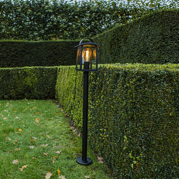 Lutec 7273605012 KELSEY IP44 E27 Outdoor Post Light with Clear Glass - Matt Black (Lamp Not Included)