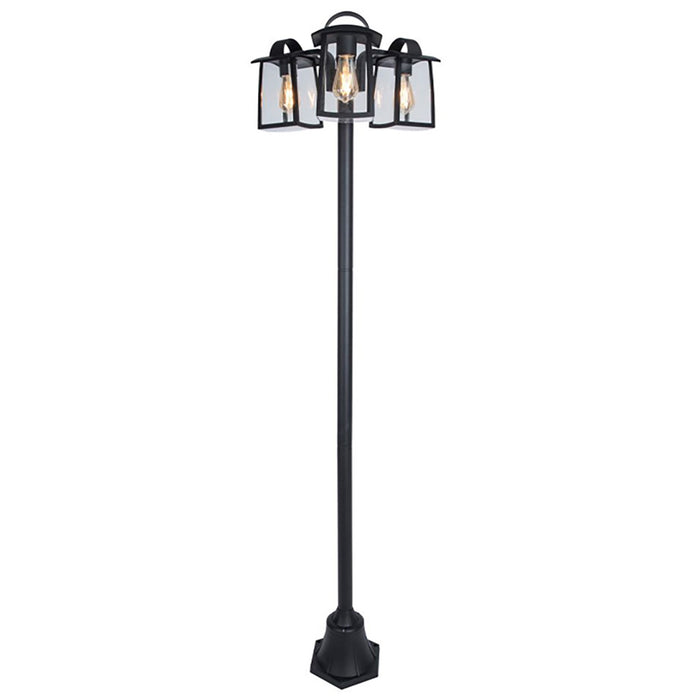 Lutec 7273606012 KELSEY IP44 E27 Outdoor Post Light with Clear Glass - Matt Black (Lamp Not Included)