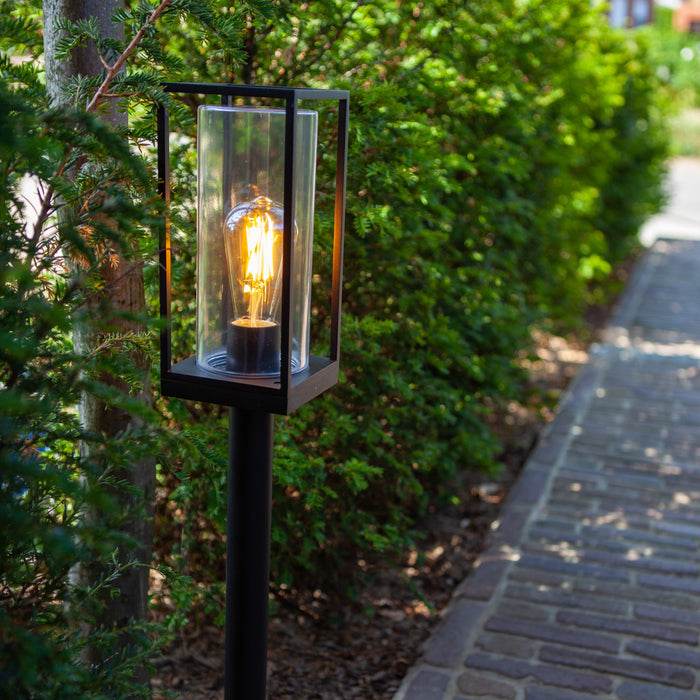 Lutec 7288801012 FLAIR IP44 E27 Outdoor Bollard Light - Matt Black (Lamp Not Included)