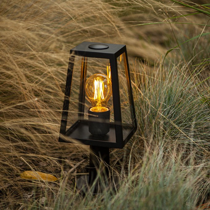 Lutec 7290901012 FIA IP54 E27 Outdoor Pedestal Light - Matt Black (Lamp Not Included)
