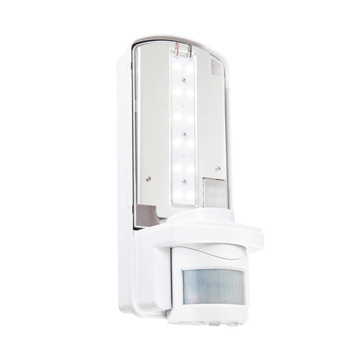 Saxby 73717 Motion LED PIR 1lt wall IP44 6W Frosted & gloss white pc 6W LED module (SMD 2835) CCT - westbasedirect.com