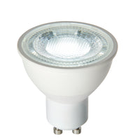 Saxby 74048 GU10 LED SMD dimmable 60 degrees 7W Matt white plastic & clear prismatic pc 7W LED GU10 Daylight White