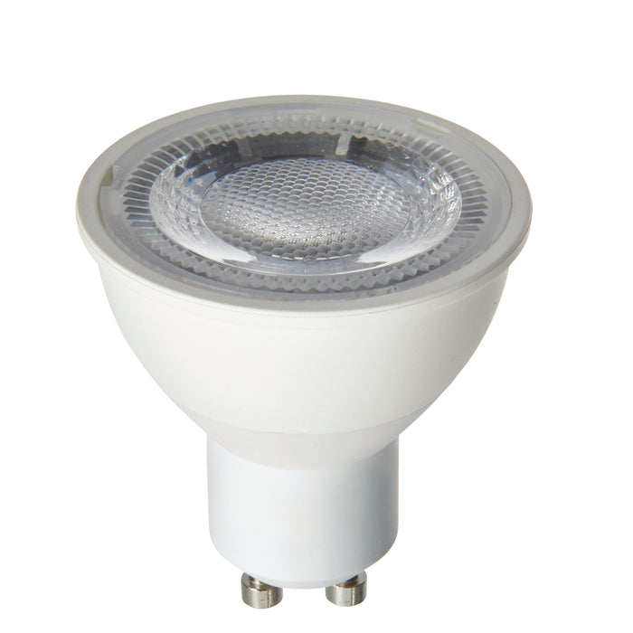 Saxby 74048 GU10 LED SMD dimmable 60 degrees 7W Matt white plastic & clear prismatic pc 7W LED GU10 Daylight White