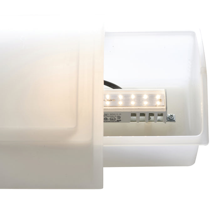 Saxby 75930 Bianco LED 1lt wall IP44 7W Brushed stainless steel & opal polypropylene 7W LED module (SMD 2835) Warm White - westbasedirect.com