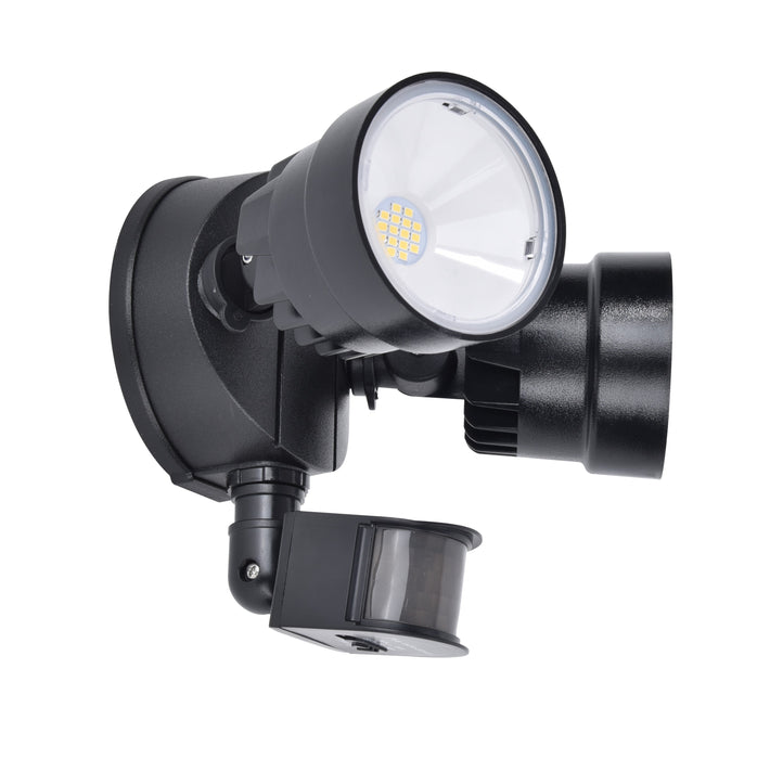 Lutec 7622104330 SHRIMP 12W IP54 LED Twin Head Floodlight with PIR 5000K - Black