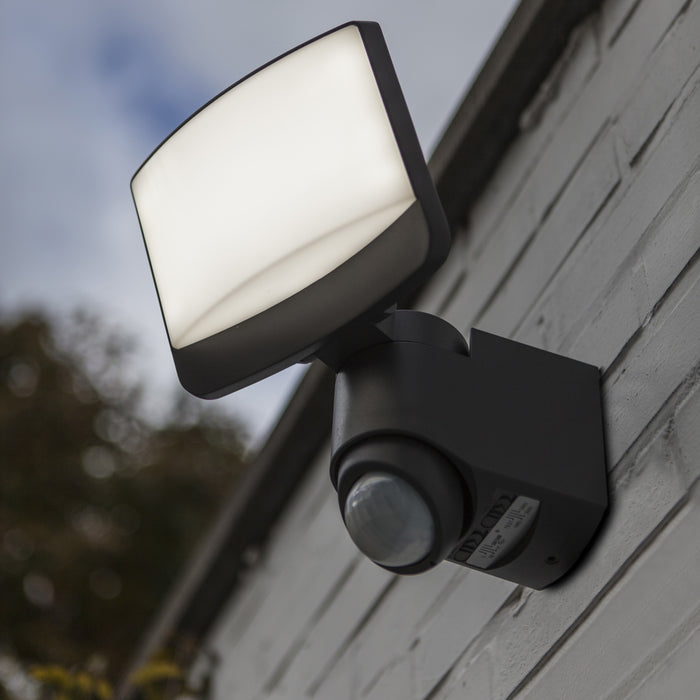 Lutec 7625601345 SUNSHINE 15.4W IP54 LED Floodlight with PIR 5000K - Dark Grey