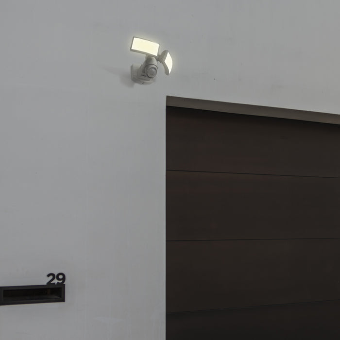 Lutec 7632201053 ARC 13W IP54 LED Twin Head Floodlight with PIR 5000K - White