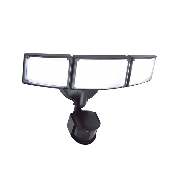 Lutec 7632817012 TRI GUARD 23W IP54 LED Triple Head Floodlight with PIR 5000K - Black