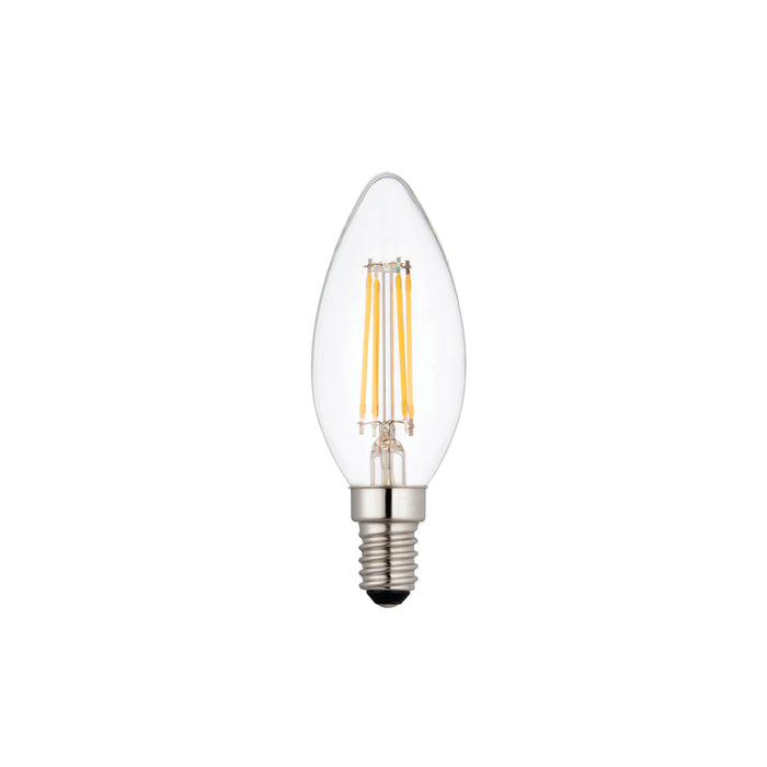 Saxby 76798 E14 LED filament candle dimmable 4W Clear glass & bright nickel plate 4W LED E14 Warm White - westbasedirect.com