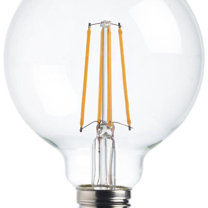 Saxby 76801 E27 LED filament globe dimmable 95mm 7W Clear glass & bright nickel plate 7W LED E27 Warm White - westbasedirect.com