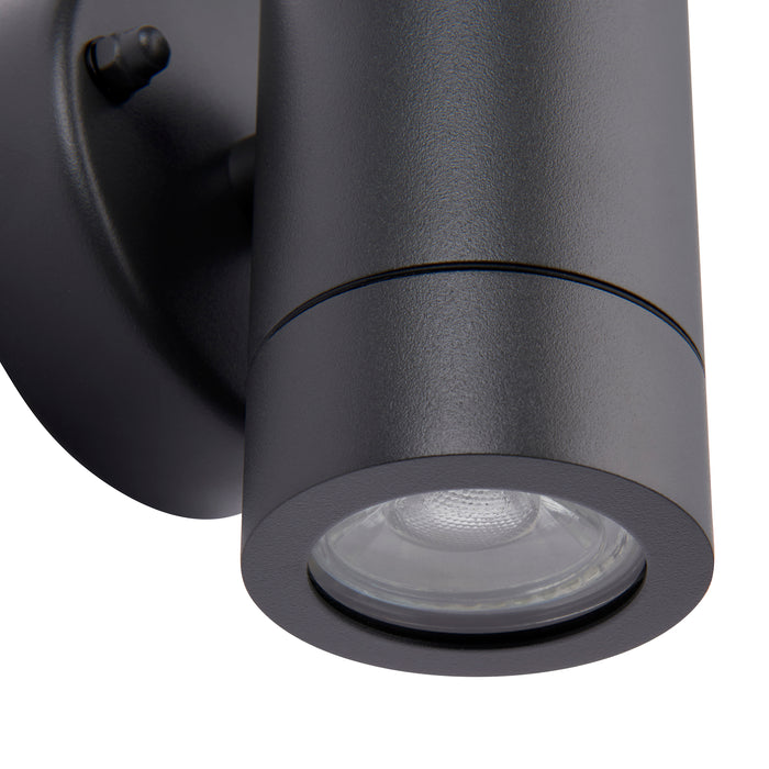 Saxby 77906 Palin 1lt wall IP44 7W Anthracite grey & clear glass 7W LED GU10 (Required) - westbasedirect.com