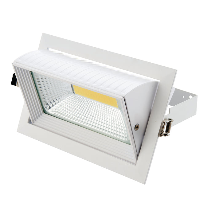 Saxby 78542 Axial rectangular 35W Matt white paint & clear glass 35W LED module (COB) Cool White - westbasedirect.com