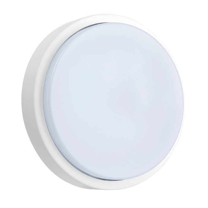 Saxby 78622 Rond IP54 12W Matt white textured & opal pc 12W LED module (SMD 2835) Cool White - westbasedirect.com