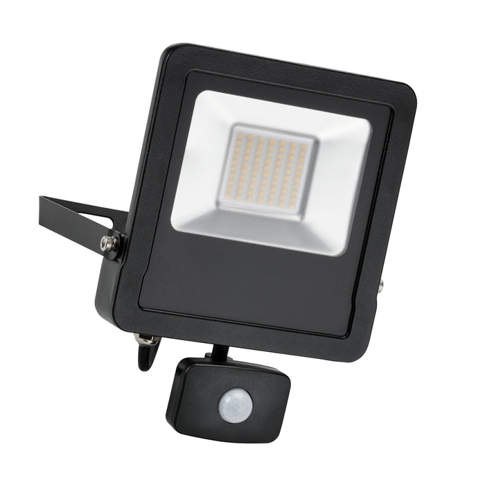 Saxby 78969 Surge PIR IP44 50W Matt black paint & clear glass 50W LED module (SMD 2835) Cool White - westbasedirect.com