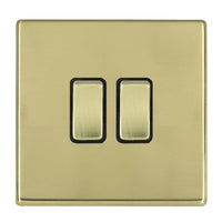 Hamilton 7G21R22PB-B Hartland G2 Screwless 2G 10AX 2 Way Plate Switch - Polished Brass, Black Insert