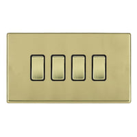 Hamilton 7G21R24PB-B Hartland G2 Screwless 4G 10AX 2 Way Plate Switch - Polished Brass, Black Insert