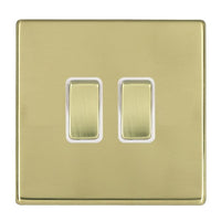 Hamilton 7G21R32PB-W Hartland G2 Screwless 2G 10AX Intermediate Plate Switch - Polished Brass, White Insert