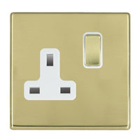 Hamilton 7G21SS1PB-W Hartland G2 Screwless 1G 13A DP Switched Socket - Polished Brass, White Insert