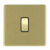 Hamilton 7G22R21SB-B Hartland G2 Screwless 1G 10AX 2 Way Plate Switch - Satin Brass, Black Insert