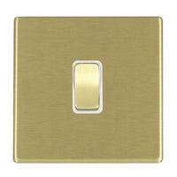 Hamilton 7G22R21SB-W Hartland G2 Screwless 1G 10AX 2 Way Plate Switch - Satin Brass, White Insert