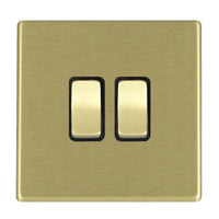Hamilton 7G22R22SB-B Hartland G2 Screwless 2G 10AX 2 Way Plate Switch - Satin Brass, Black Insert