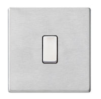 Hamilton 7G24R21SS-B Hartland G2 Screwless 1G 10AX 2 Way Plate Switch - Satin Stainless, Black Insert