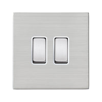 Hamilton 7G24R22SS-W Hartland G2 Screwless 2G 10AX 2 Way Plate Switch - Satin Stainless, White Insert