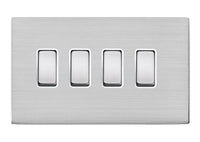 Hamilton 7G24R24SS-W Hartland G2 Screwless 4G 10AX 2 Way Plate Switch - Satin Stainless, White Insert