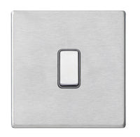 Hamilton 7G24R31SS-QG Hartland G2 Screwless 1G 10AX Intermediate Plate Switch - Satin Stainless, Quartz Grey Insert