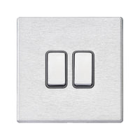 Hamilton 7G24R32SS-QG Hartland G2 Screwless 2G 10AX Intermediate Plate Switch - Satin Stainless, Quartz Grey Insert