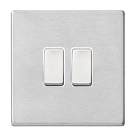Hamilton 7G24R32SS-W Hartland G2 Screwless 2G 10AX Intermediate Plate Switch - Satin Stainless, White Insert