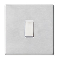 Hamilton 7G24RRTSS-W Hartland G2 Screwless 10AX Push To Make/Push to Break Retractive Plate Switch - Satin Stainless, White Insert