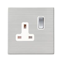 Hamilton 7G24SS1SS-W Hartland G2 Screwless 1G 13A DP Switched Socket - Satin Stainless, White Insert