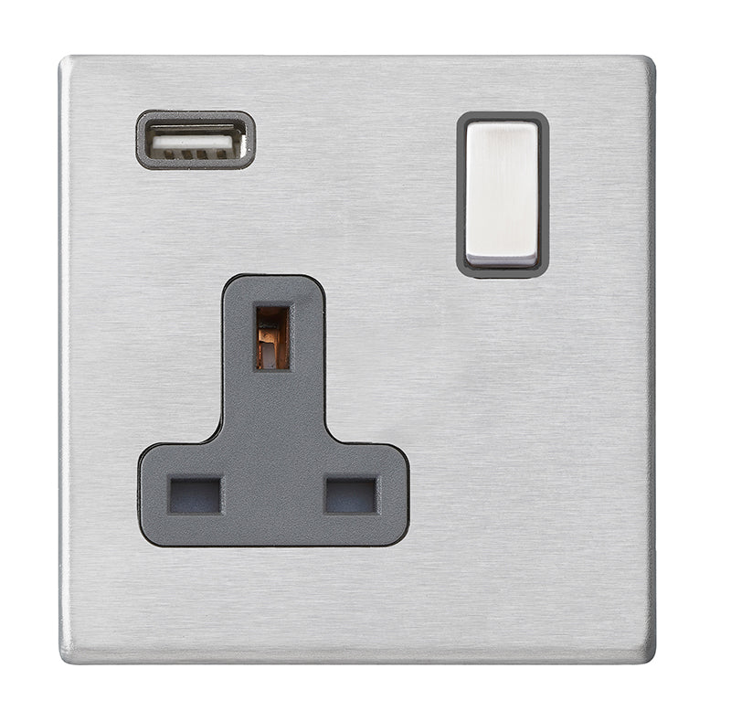 Hamilton Hartland G2 Screwless 1G 13A SP Switched Socket with 1x USB ...