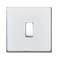 Hamilton 7G27R21BC-W Hartland G2 Screwless 1G 10AX 2 Way Plate Switch - Bright Chrome, White Insert