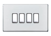 Hamilton 7G27R24BC-QG Hartland G2 Screwless 4G 10AX 2 Way Plate Switch - Bright Chrome, Quartz Grey Insert