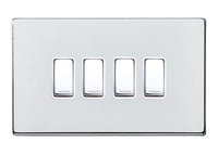 Hamilton 7G27R24BC-W Hartland G2 Screwless 4G 10AX 2 Way Plate Switch - Bright Chrome, White Insert