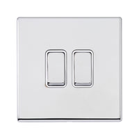 Hamilton 7G27R32BC-W Hartland G2 Screwless 2G 10AX Intermediate Plate Switch - Bright Chrome, White Insert